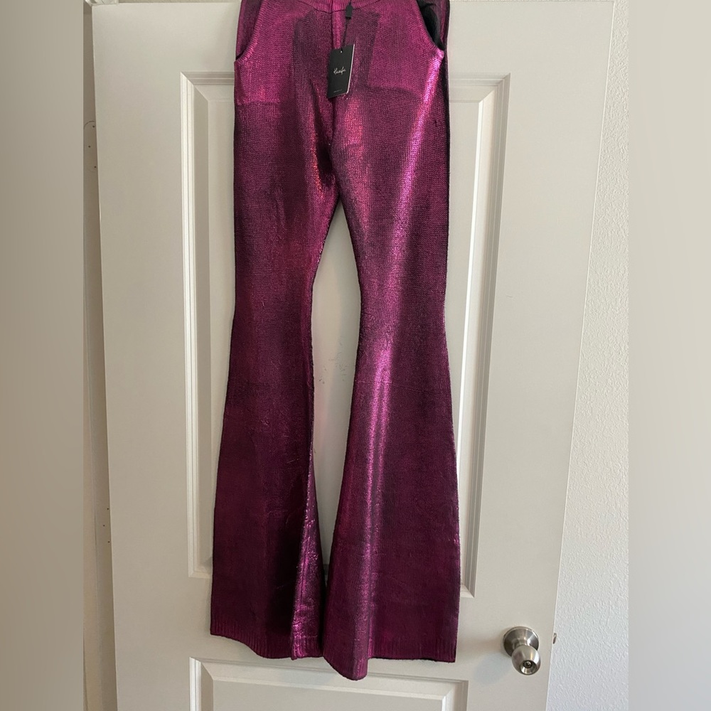 Hanifa RYLEE tall metallic magenta pants